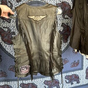 Women’s Small Harley Davidson Boone Fringed Leather Vest